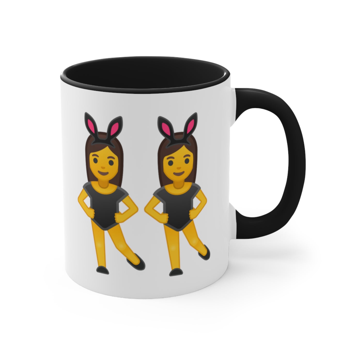 Twins Emoji Coffee Mug - Double Sided Black Accent White Ceramic 11oz by TheGlassyLass