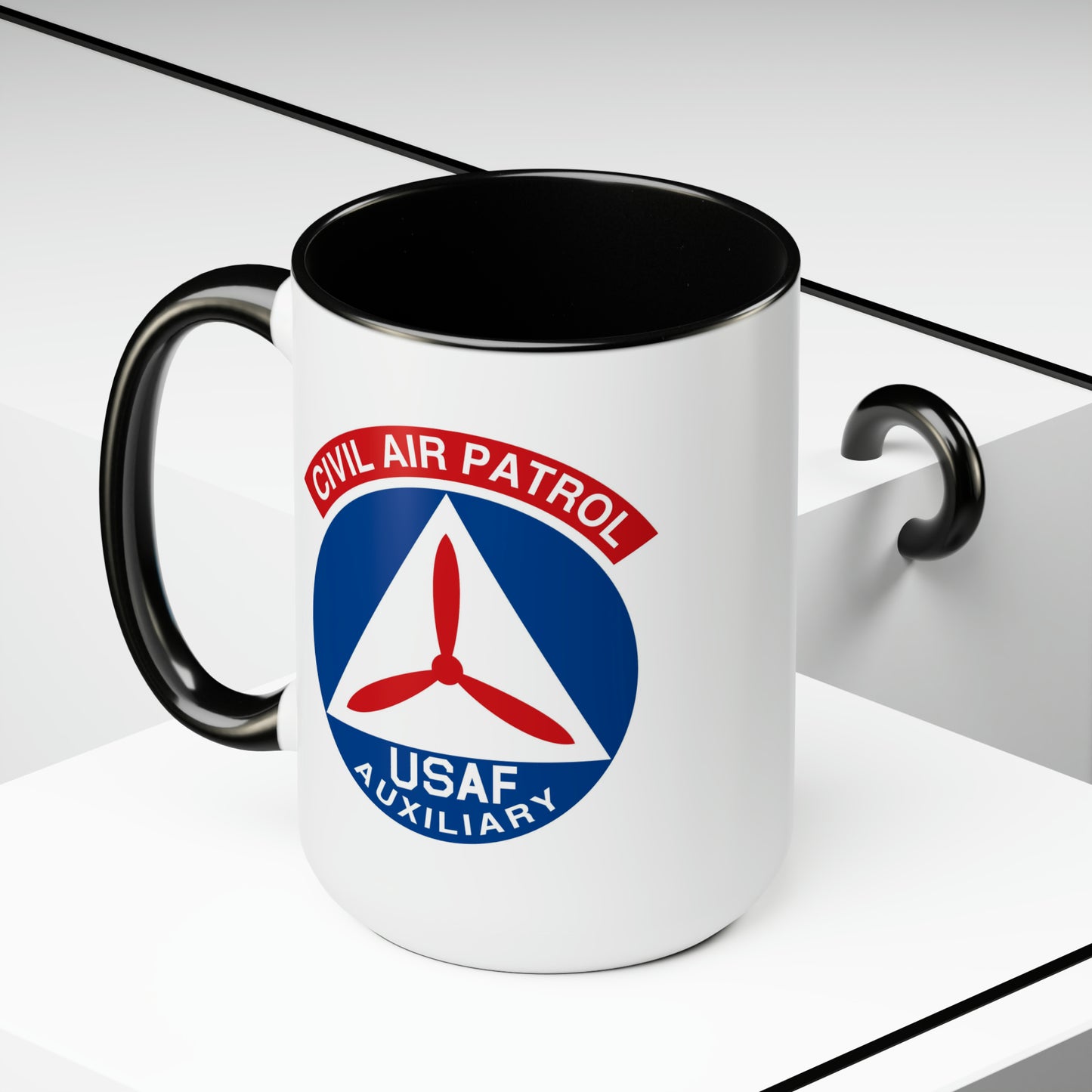 Civil Air Patrol Coffee Mug - Double Sided Black Accent White Ceramic 15oz by TheGlassyLass