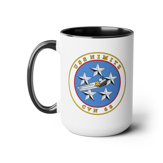 USS Nimitz Coffee Mug - Double Sided Black Accent White Ceramic 15oz by TheGlassyLass.com