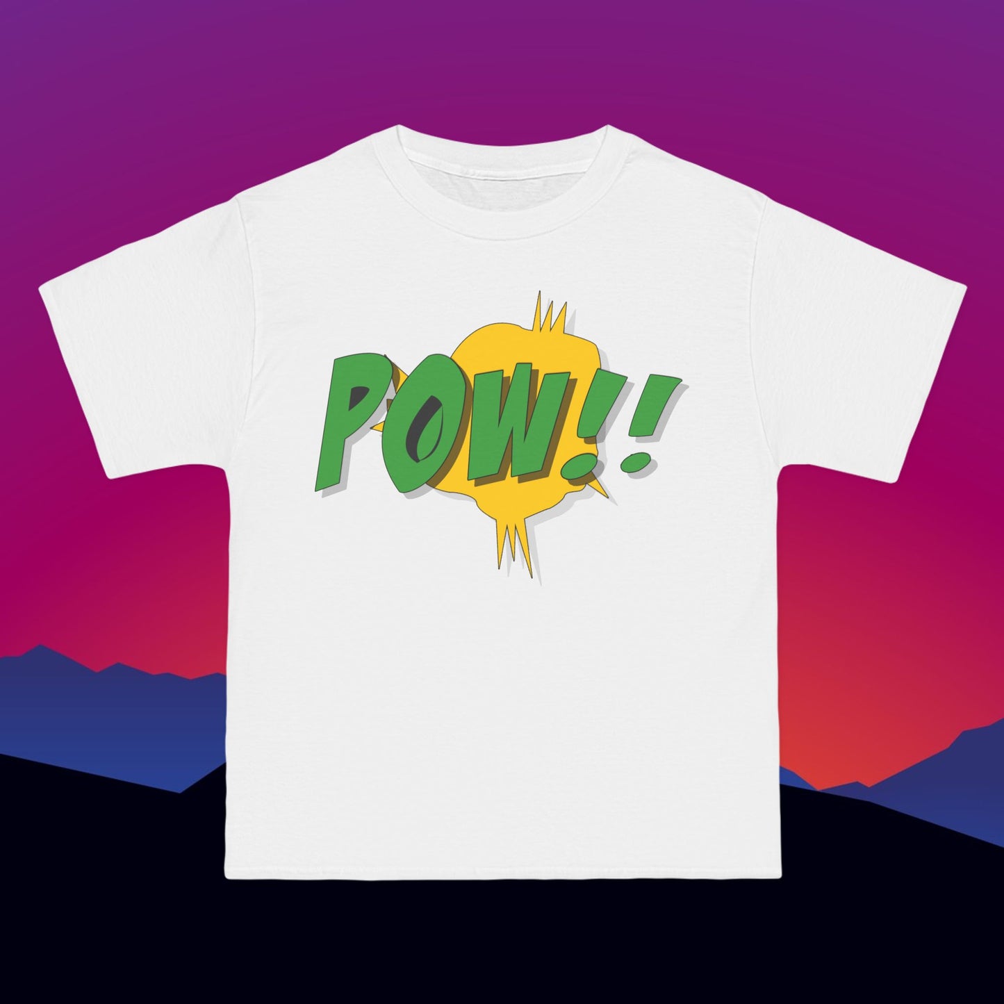 SuperHero POW T-Shirt: (Hanes Beefy-T 100% Preshrunk Cotton) Custom Printed by TheGlassyLass.com