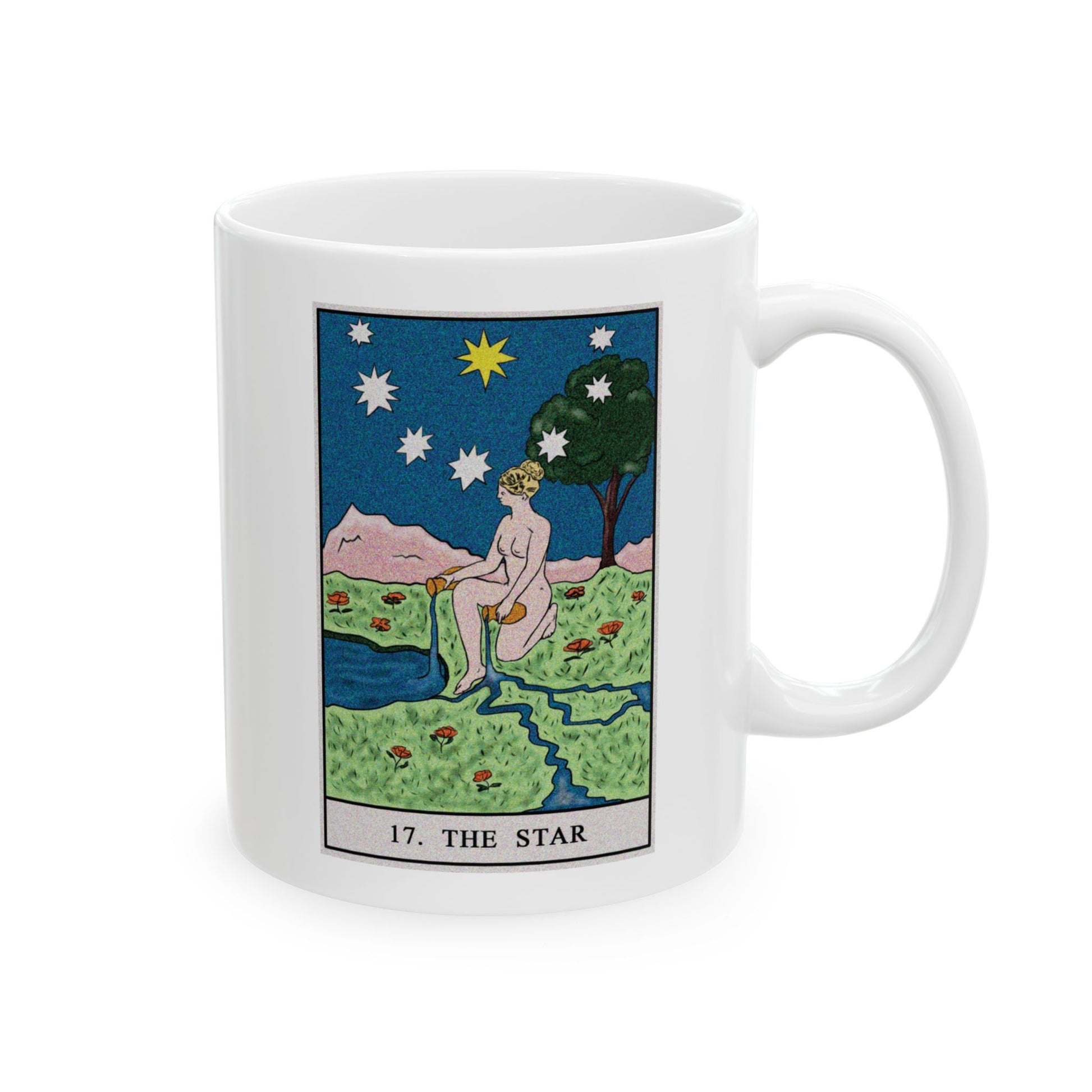 The Star Tarot Card Coffee Mug - Double Sided Print, White Ceramic, 11oz by TheGlassyLass.com