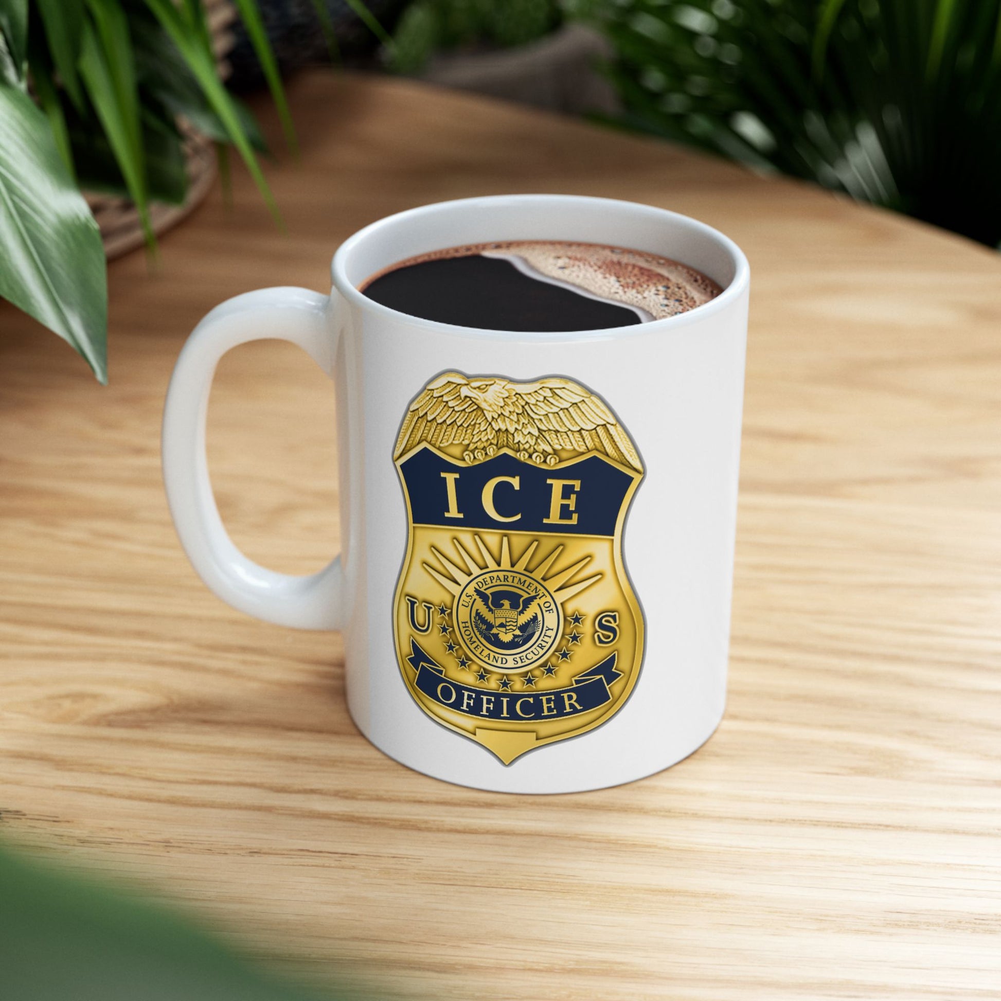 ICE Immigration and Customs Enforcement Badge - Double Sided White Ceramic 11oz by TheGlassyLass.com