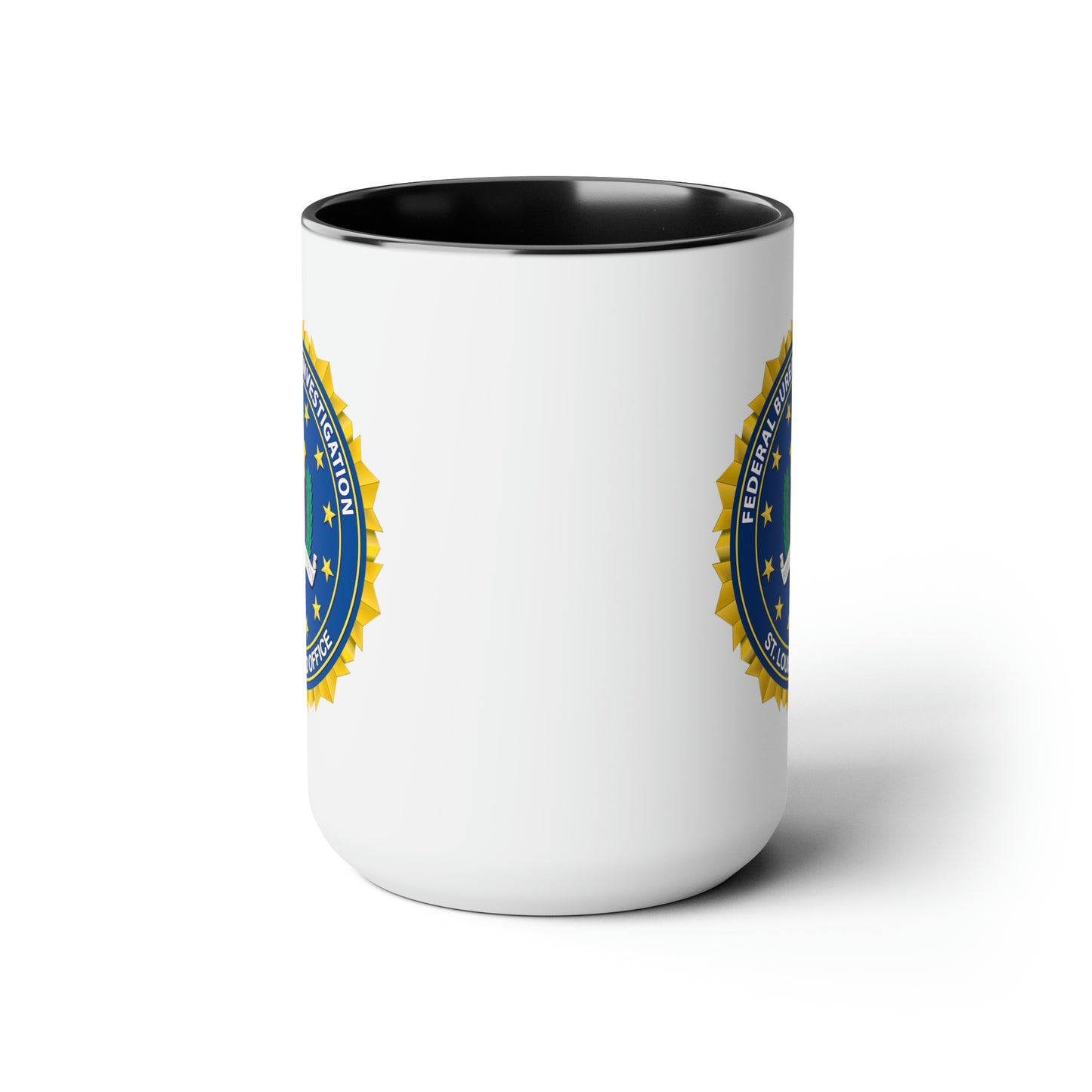 The FBI St. Louis Field Office Coffee Mug - Double Sided Black Accent Ceramic 15oz by TheGlassyLass.com