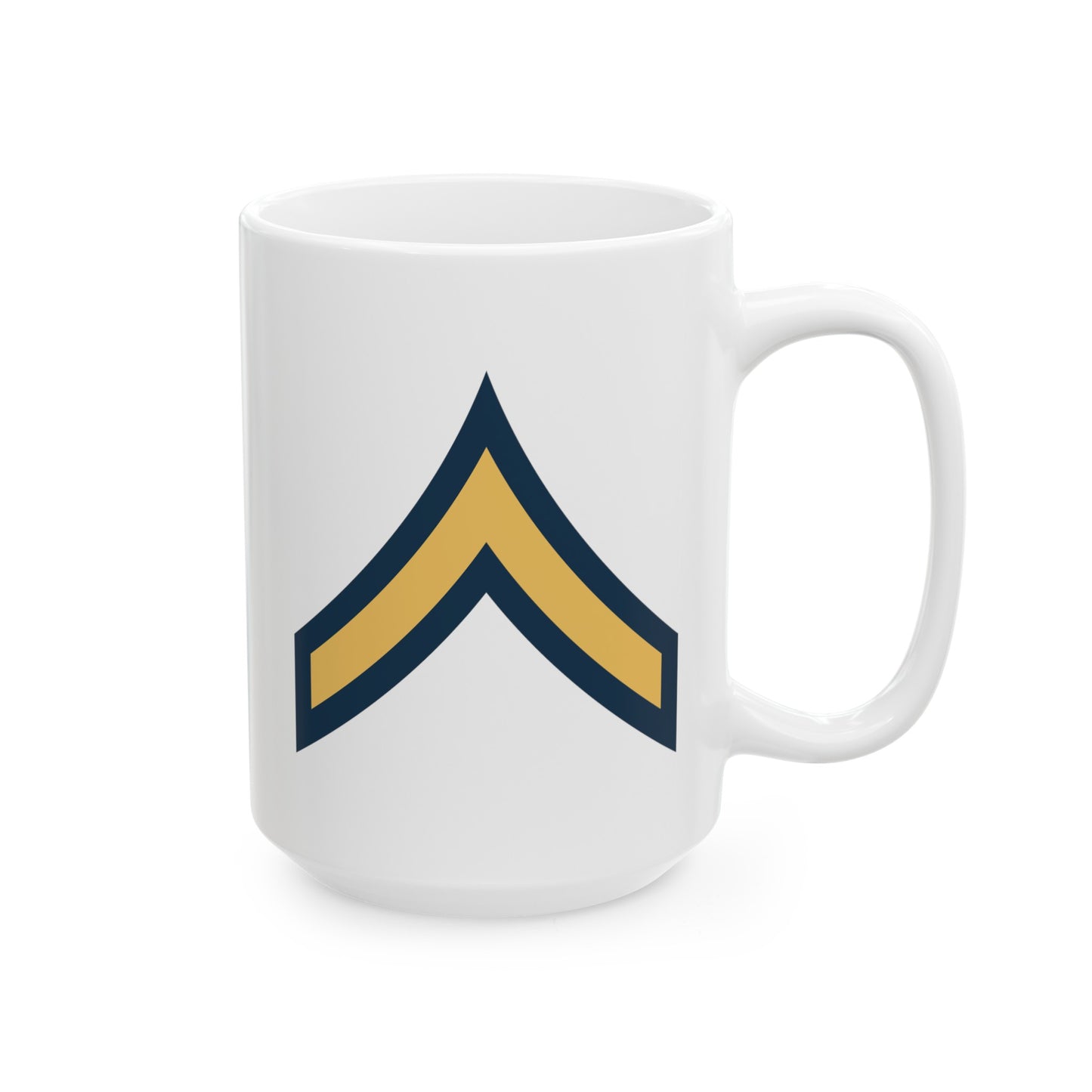 US Army Private (OR-2) Chevron - Double Sided White Ceramic Coffee Mug 15oz by TheGlassyLass.com