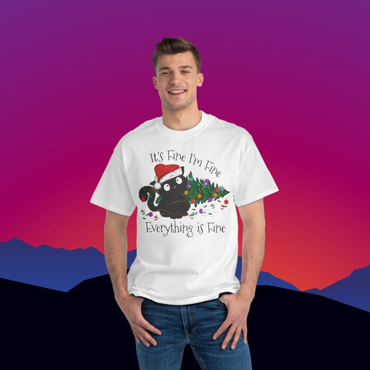 Christmas with Cats T-Shirt: (Hanes Beefy-T 100% Preshrunk Cotton Custom Printed by TheGlassyLass.com