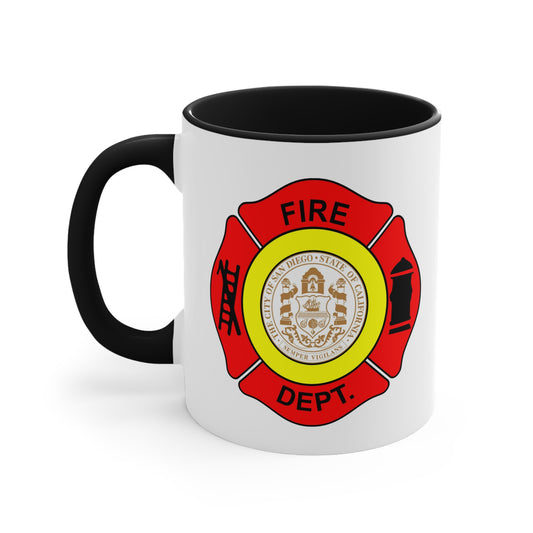 San Diego Fire Department Coffee Mug - Double Sided Black Accent White Ceramic 11oz by TheGlassyLass.com
