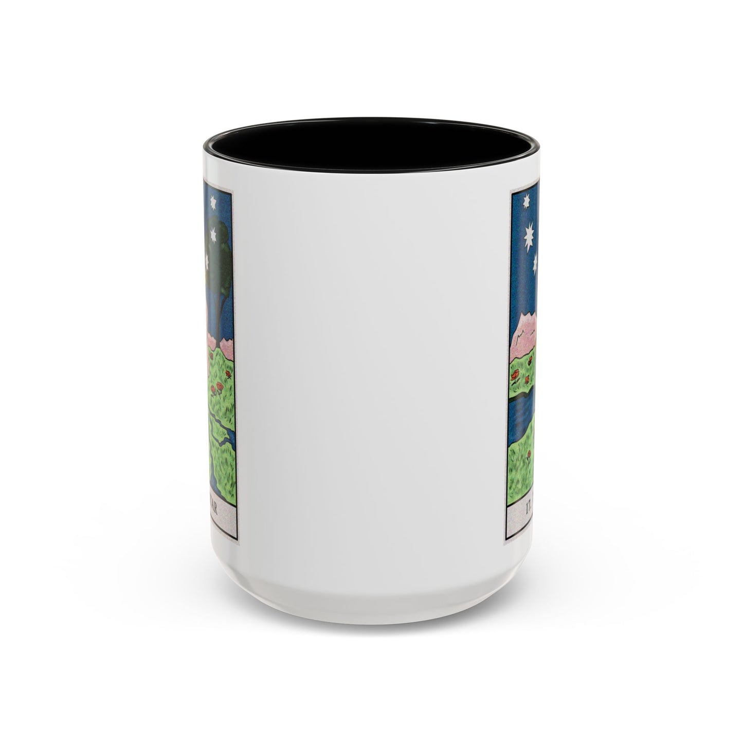 The Star Tarot Card Coffee Mug - Double Sided Black Accent White Ceramic 15oz by TheGlassyLass.com