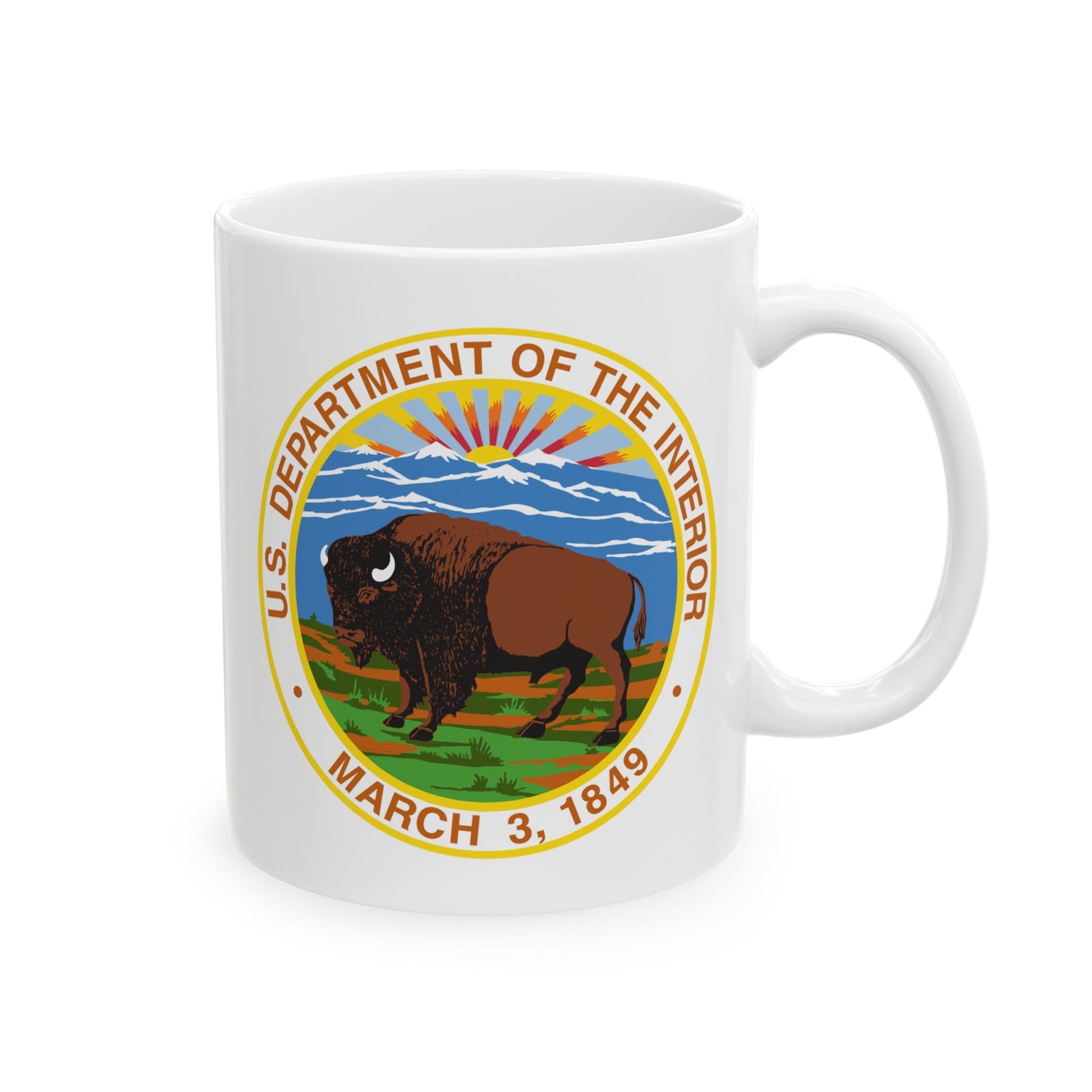 US Department of the Interior Coffee Mug - Double Sided Print, White Ceramic, 11oz by TheGlassyLass.com