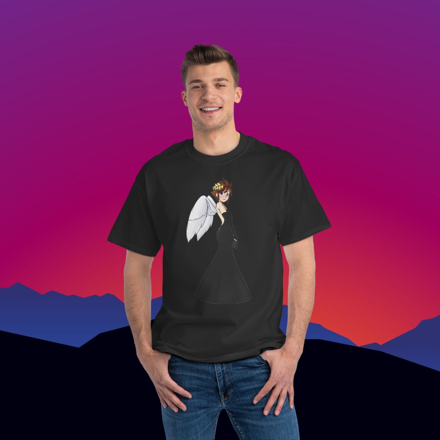 Angel's Wings T-Shirt: (Hanes Beefy-T 100% Preshrunk Cotton) Custom Printed by TheGlassyLass.com