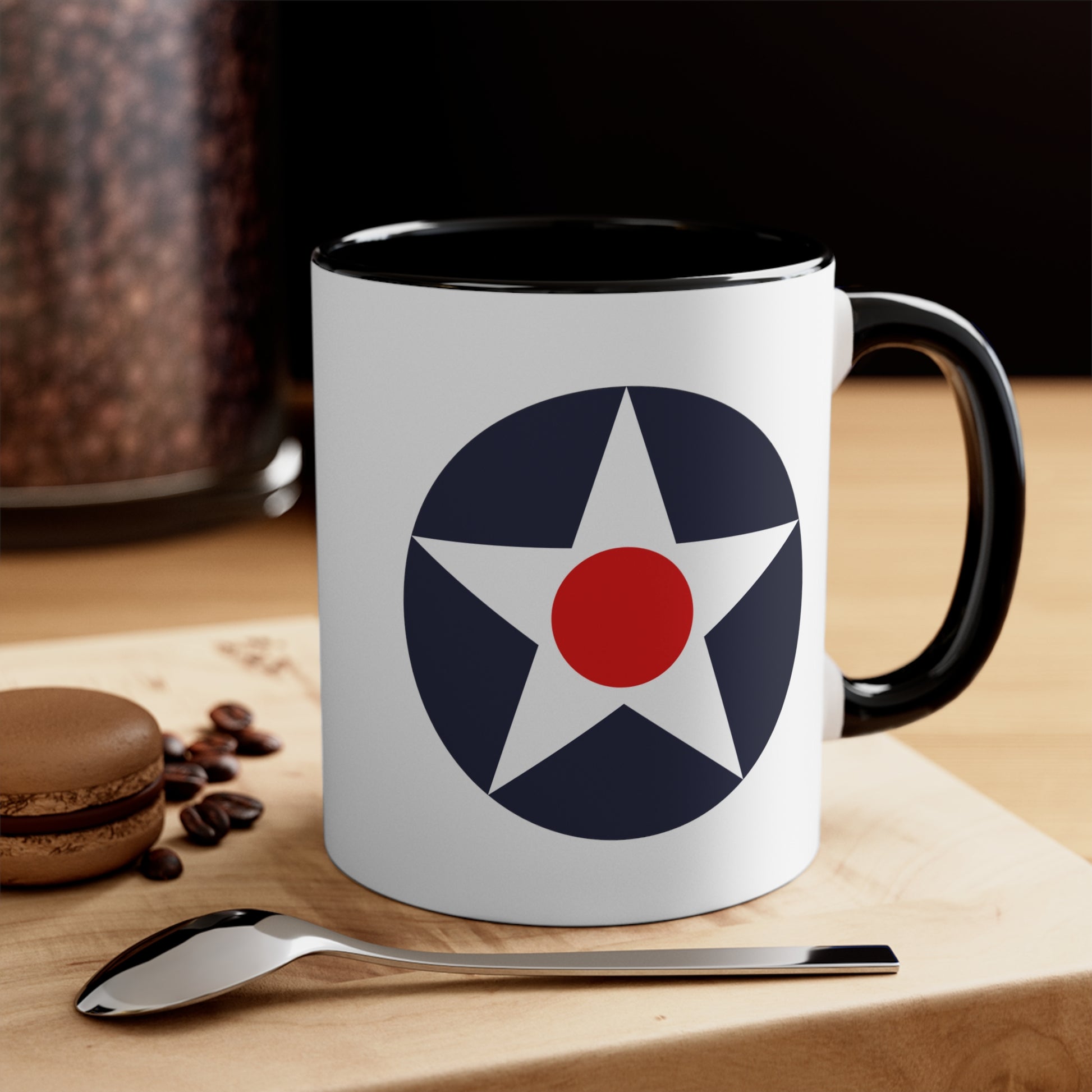 US Army Air Corps Roundel Coffee Mug - Double Sided Black Accent Ceramic 11oz - by TheGlassyLass.com