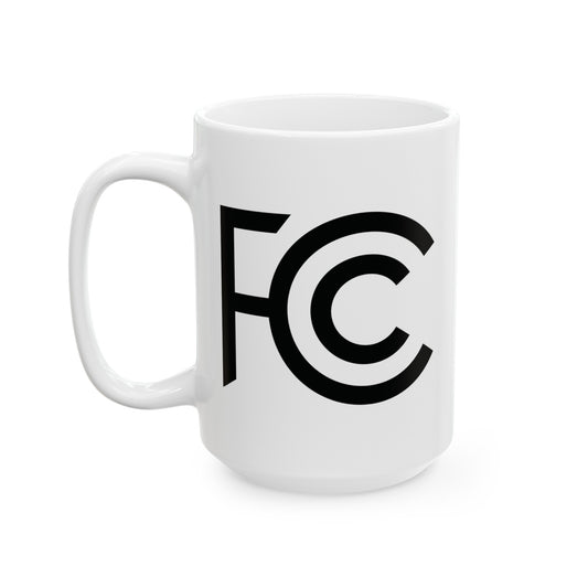 FCC Seal Coffee Mug - Double Sided White Ceramic 15oz by TheGlassyLass.com