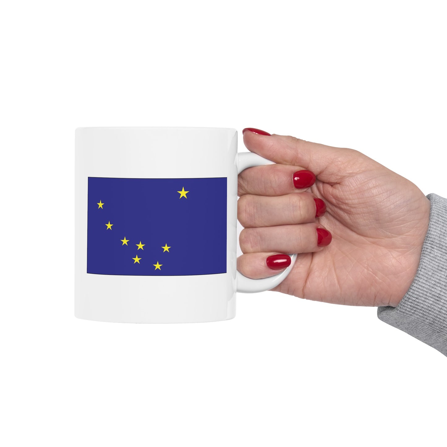 Alaska State Flag - Double Sided White Ceramic Coffee Mug 11oz by TheGlassyLass.com