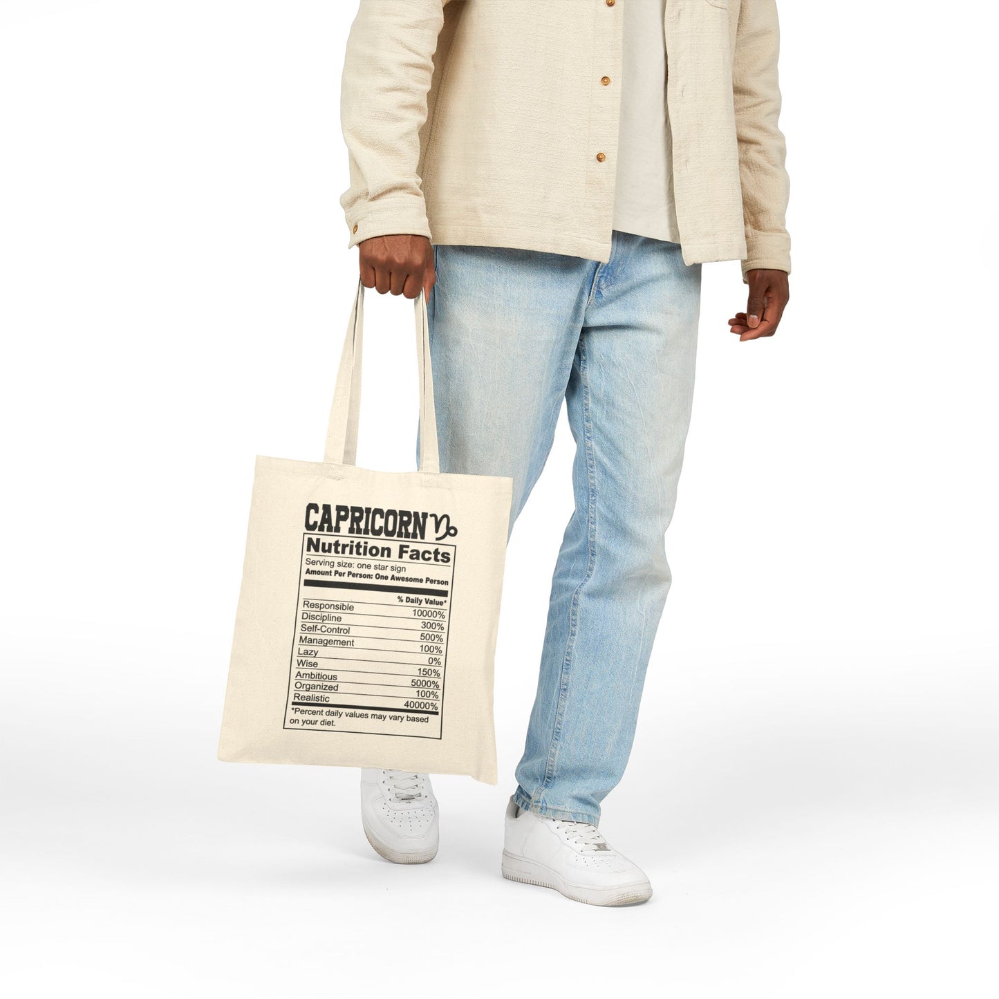 Capricorn Nutrition Facts Logo Tote Bag - Heavyweight 100% Cotton Canvas by TheGlassyLass.com