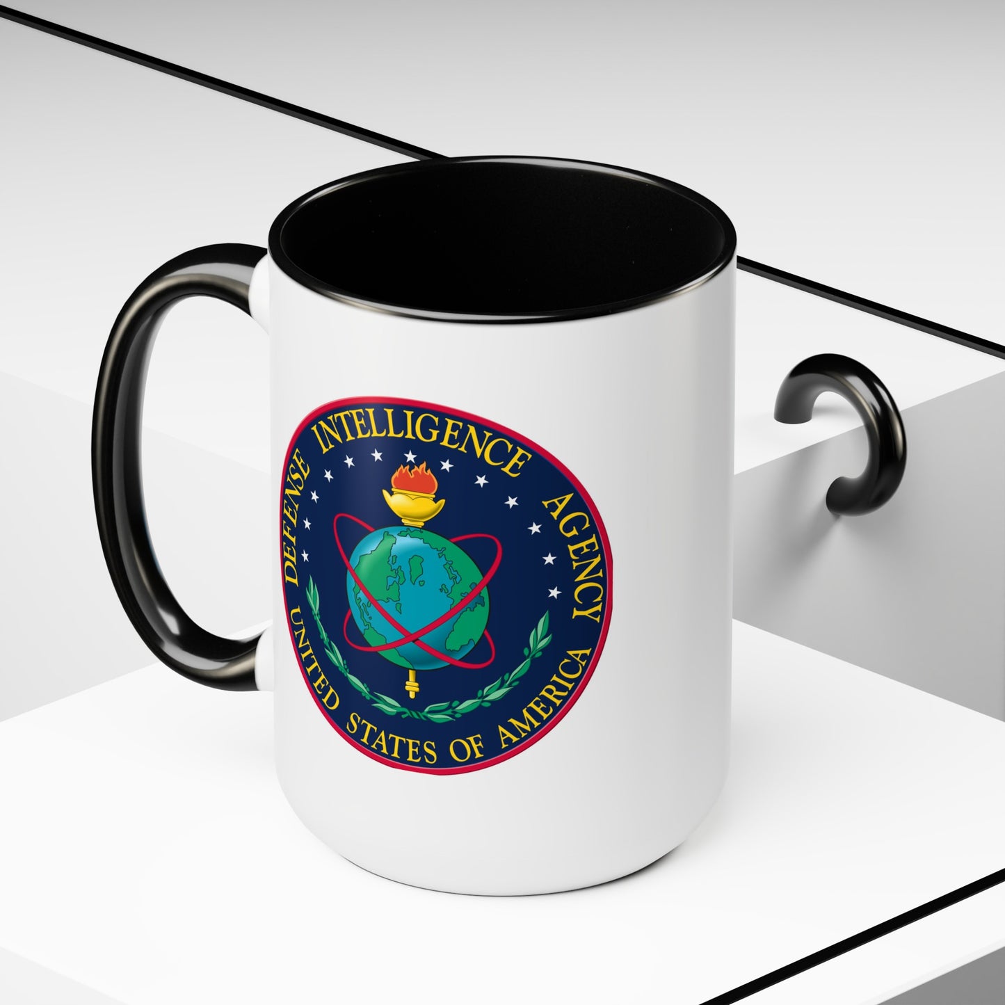 US Defense Intelligence Agency Coffee Mugs - Double Sided Black Accent White Ceramic15oz by TheGlassyLass.com