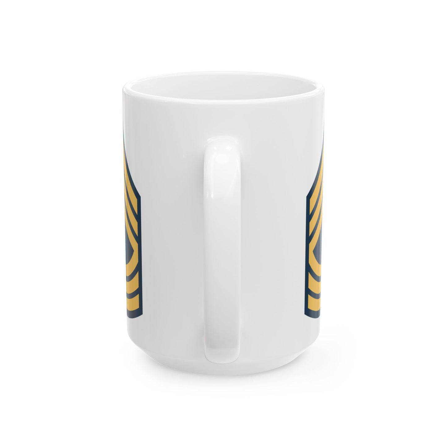 US Army Master Sergeant (E-8) Stripes Coffee Mug - Double Sided Print, White Ceramic, 15oz by TheGlassyLass.com