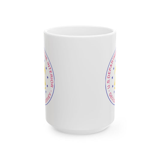 US Department of the Interior Geological Survey Coffee Mug - Double Sided Print, White Ceramic, 15oz by TheGlassyLass.com