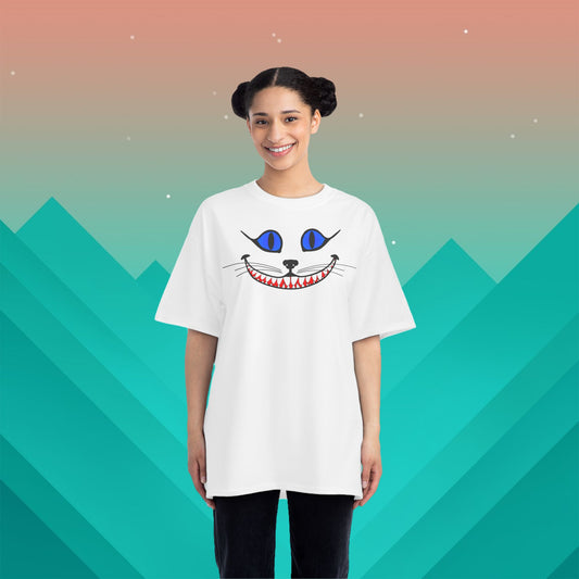 Cheshire Cat Grin T-Shirt: (Hanes Beefy-T 100% Preshrunk Cotton Custom Printed by TheGlassyLass.com