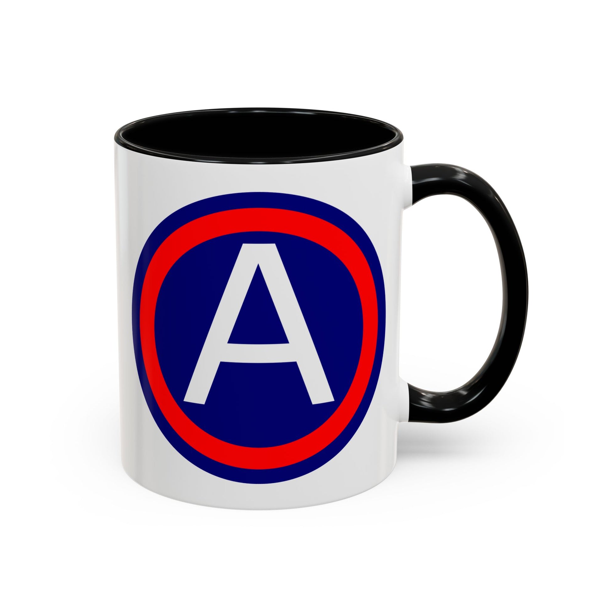 United States 3rd Army (Historical) Shoulder Patch Coffee Mug - Double Sided Print, Black Accent White Ceramic, 11oz by TheGlassyLass.com