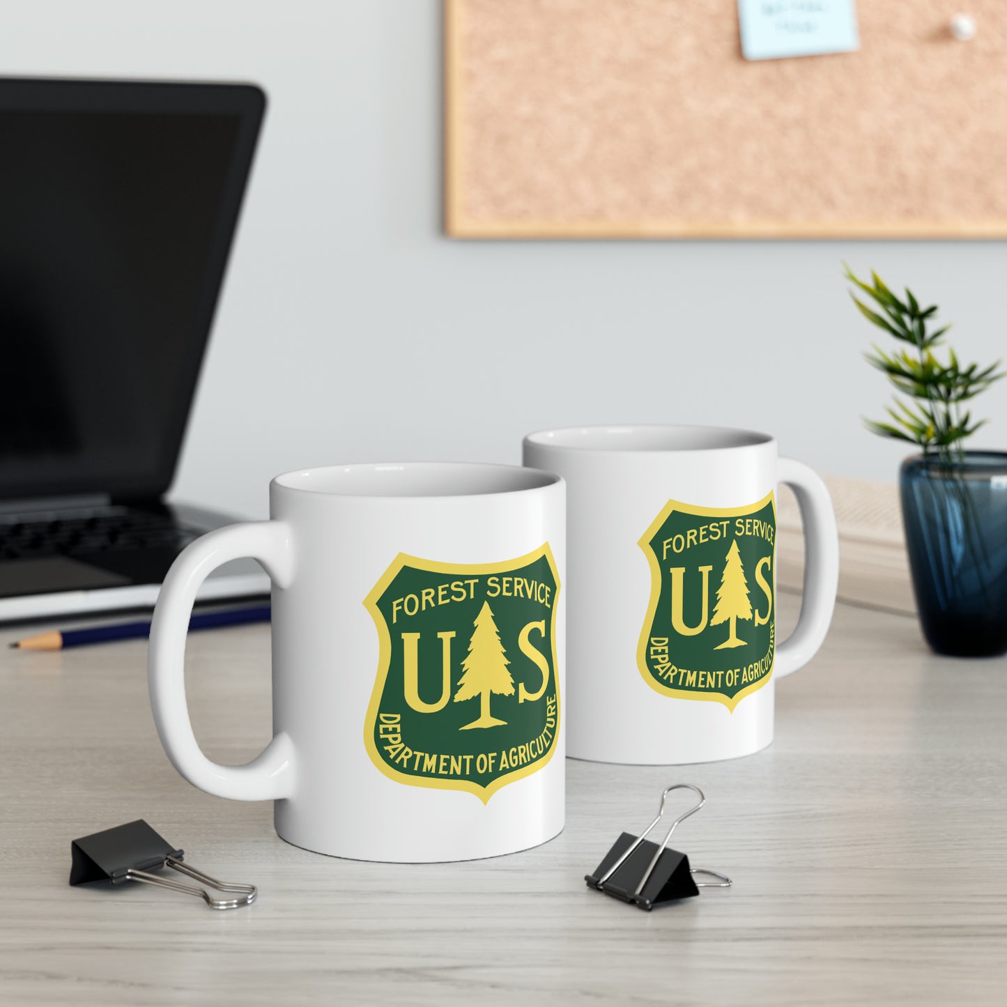 Forest Service Coffee Mug - Double Sided White Ceramic 11oz by TheGlassyLass.com