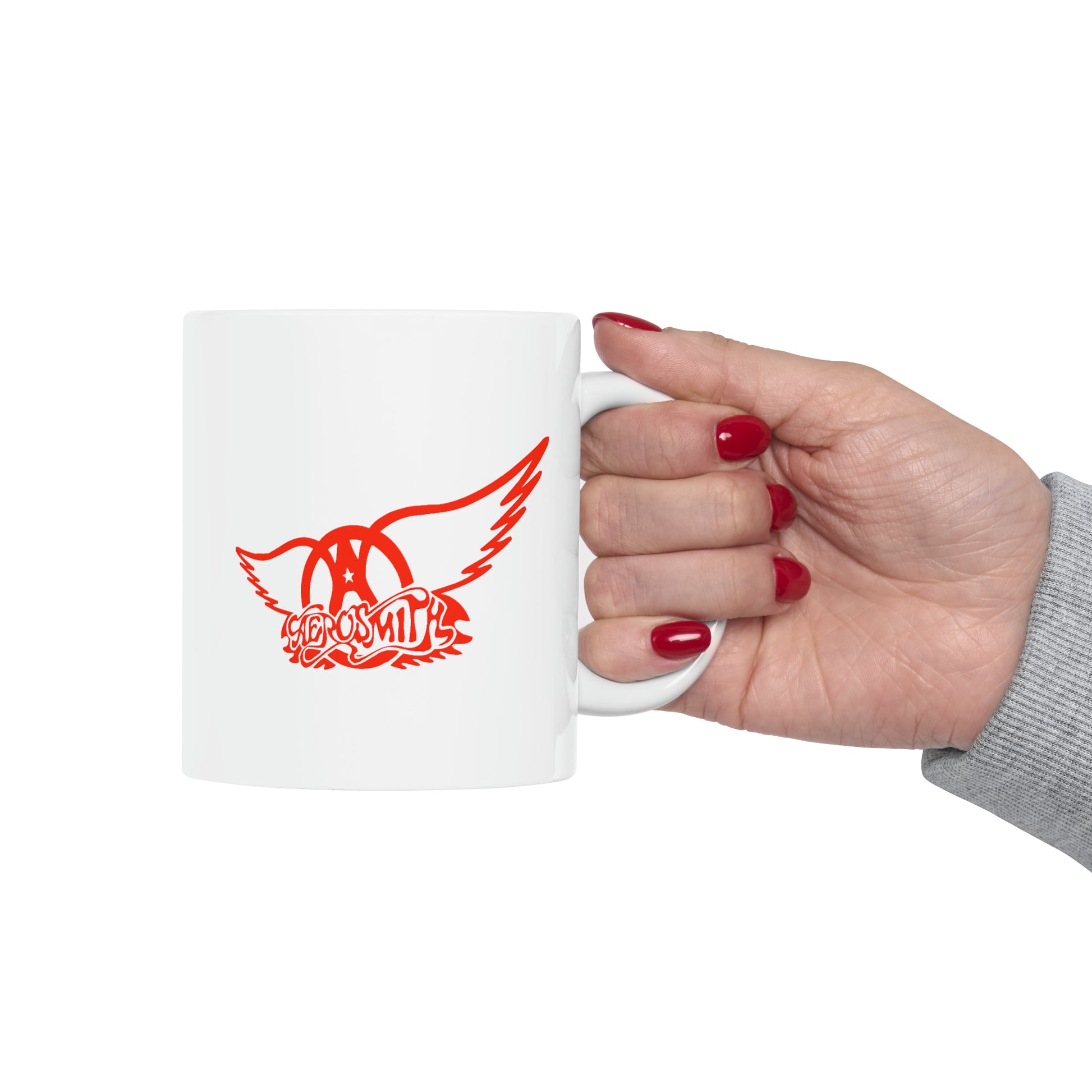 Aerosmith Coffee Mug - Double Sided Black Accent White Ceramic 11oz by TheGlassyLass.com