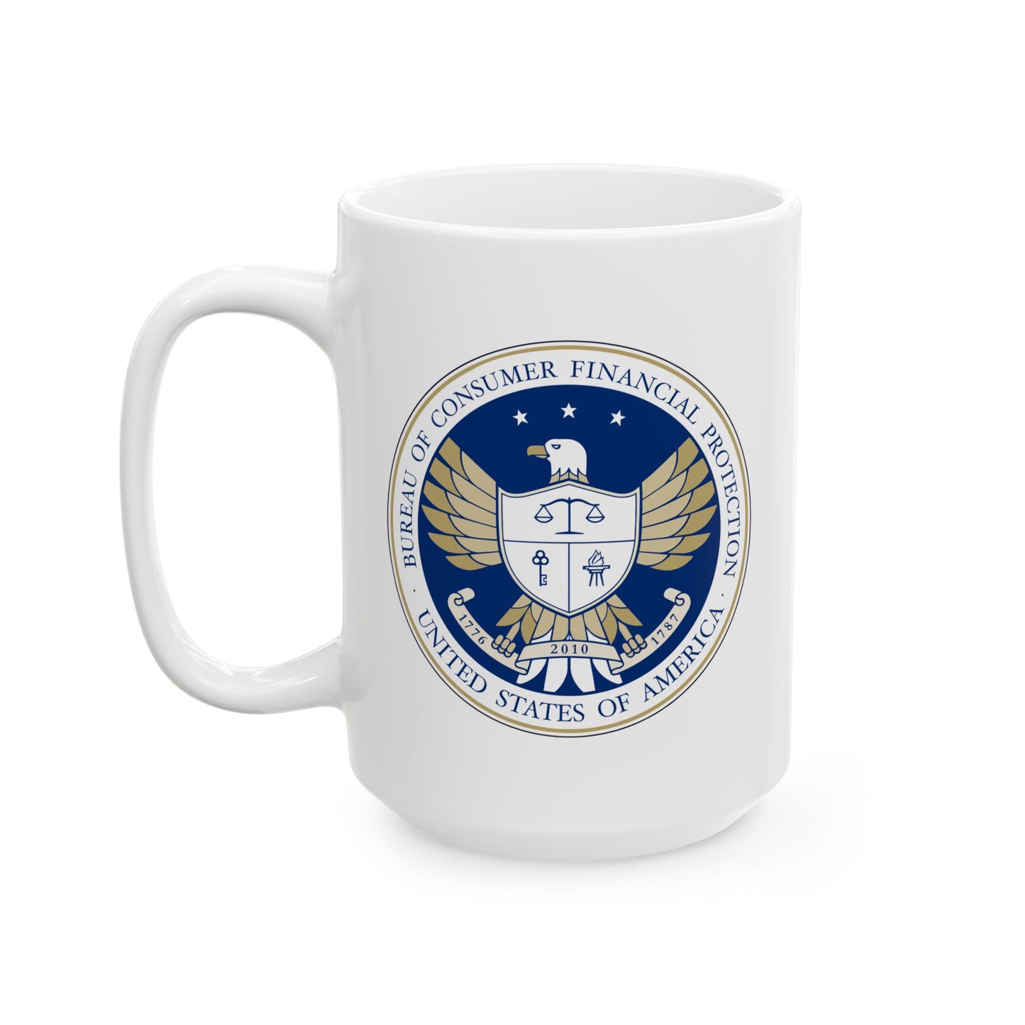 Consumer Financial Protection Bureau Seal Coffee Mug - Double Sided Print, White Ceramic, 15oz by TheGlassyLass.com