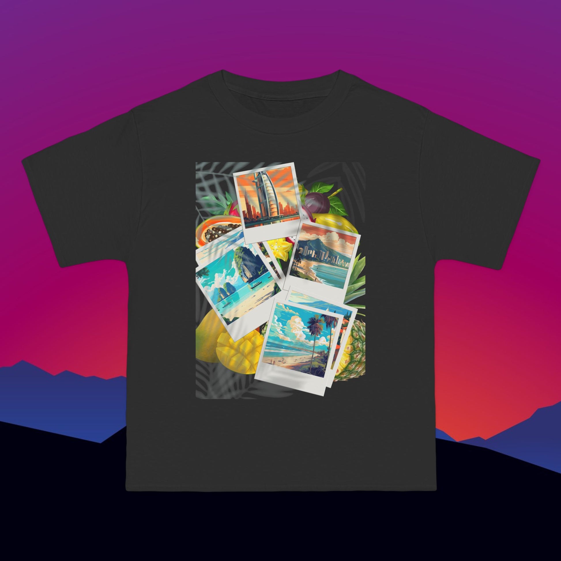 Around the World T-Shirt: (Hanes Beefy-T 100% Preshrunk Cotton Custom Printed by TheGlassyLass.com