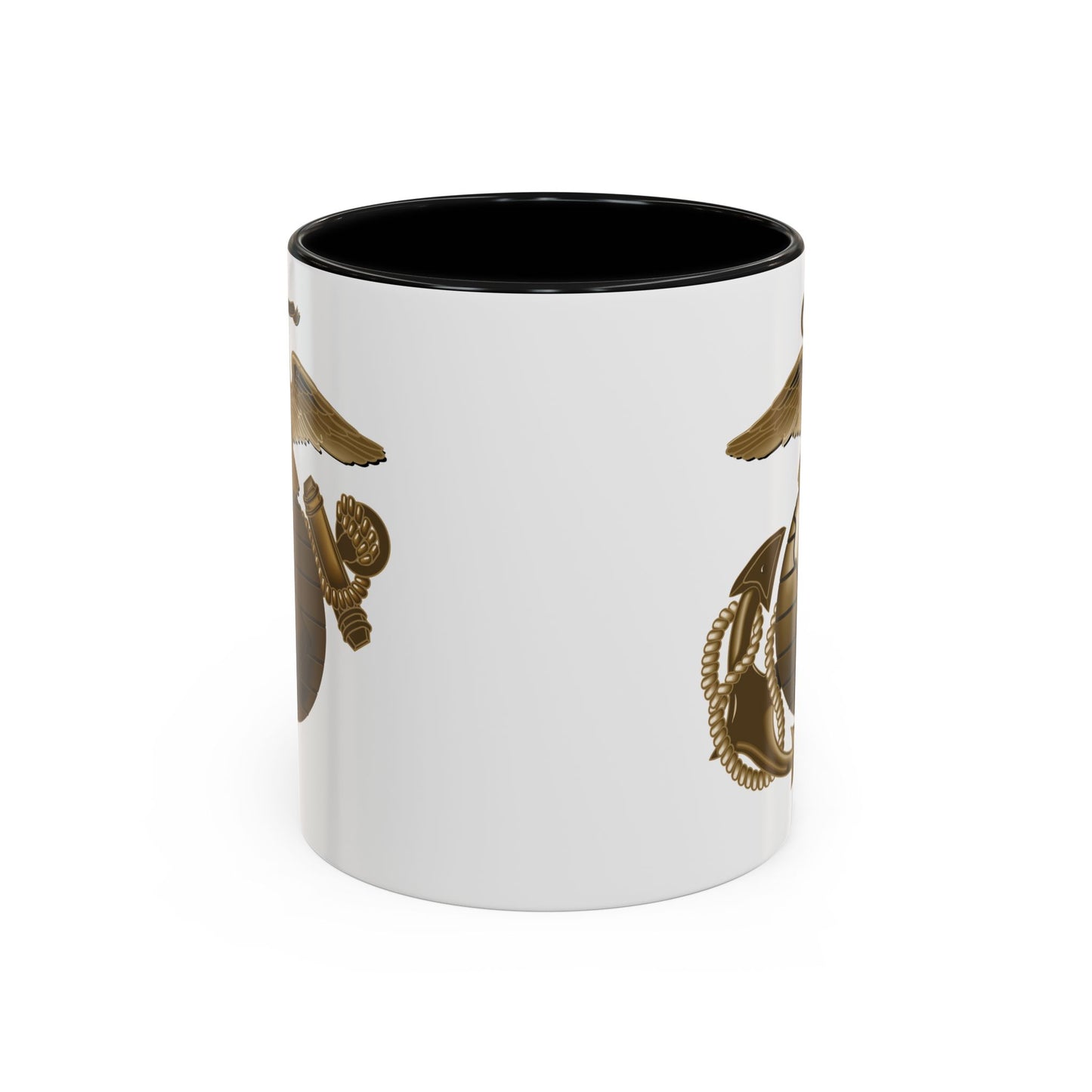 United States Marine Corps Anchor & Globe Coffee Mug - Double Sided Black Accent White Ceramic 11oz by TheGlassyLass.com
