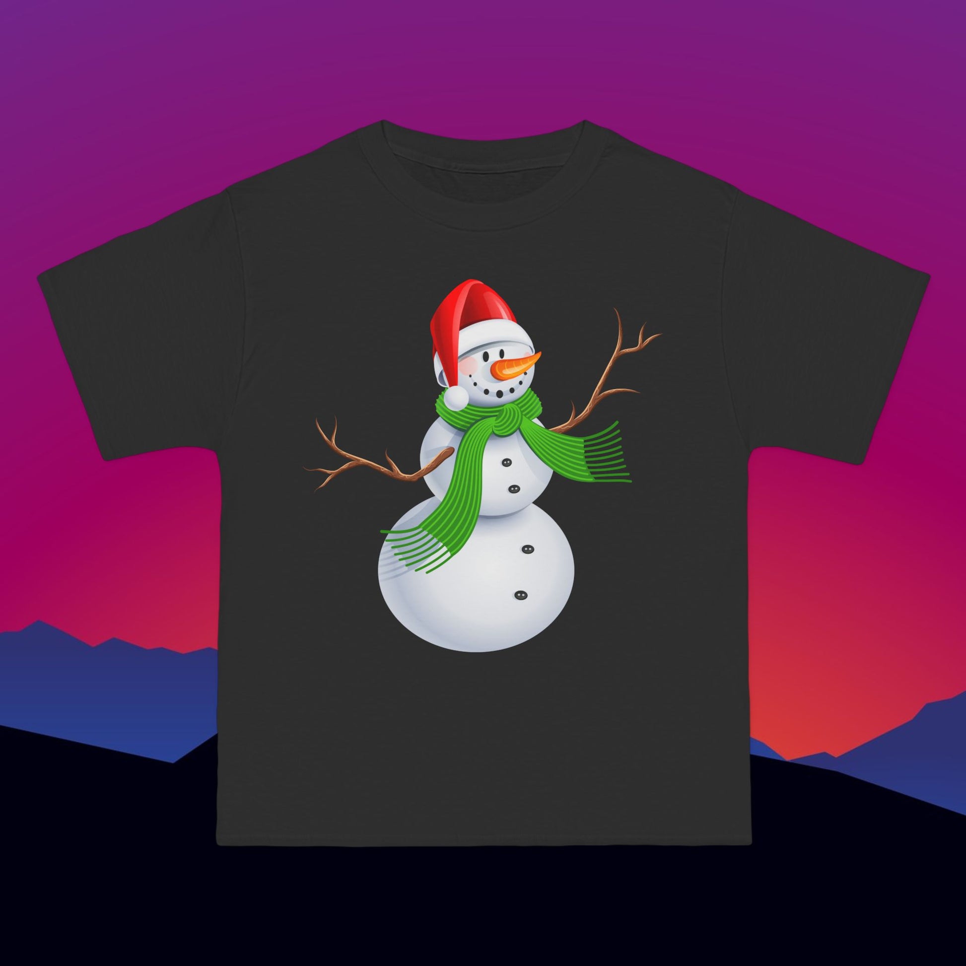 Frosty the Snowman Christmas T-Shirt: (Hanes Beefy-T 100% Preshrunk Cotton Custom Printed by TheGlassyLass.com