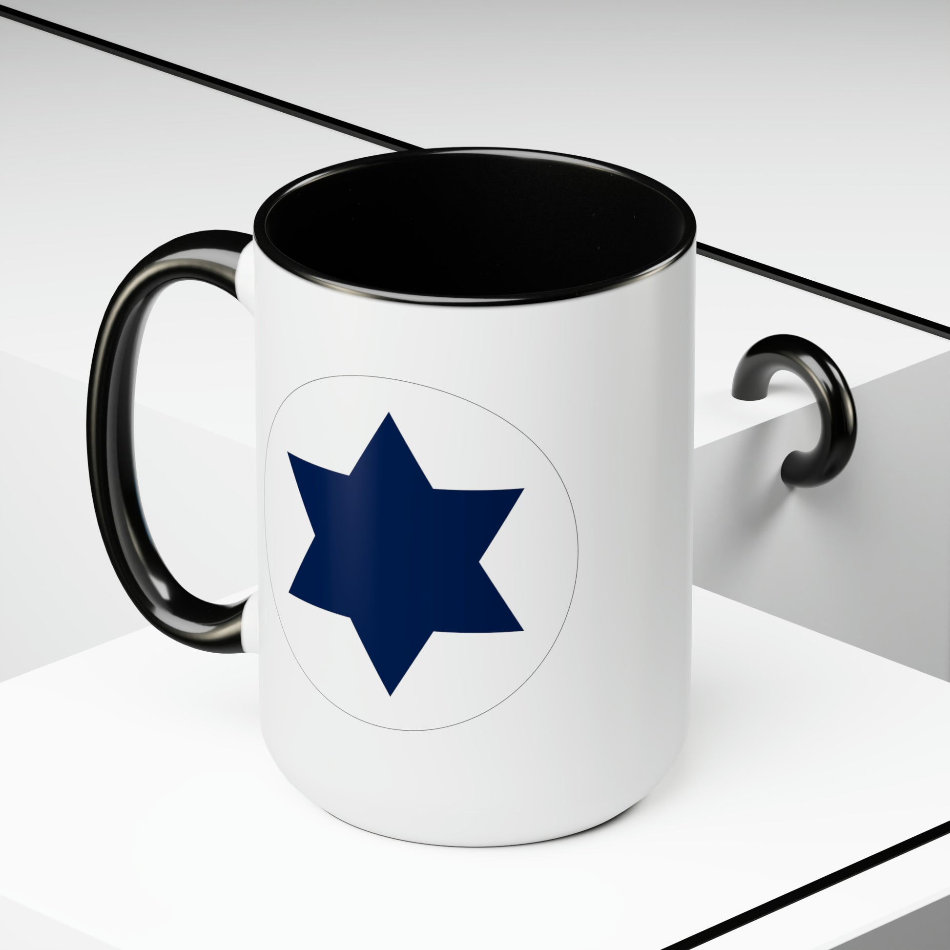 Israeli Air Force Roundel Coffee Mug - Double Sided Black Accent Ceramic 15oz - by TheGlassyLass.com