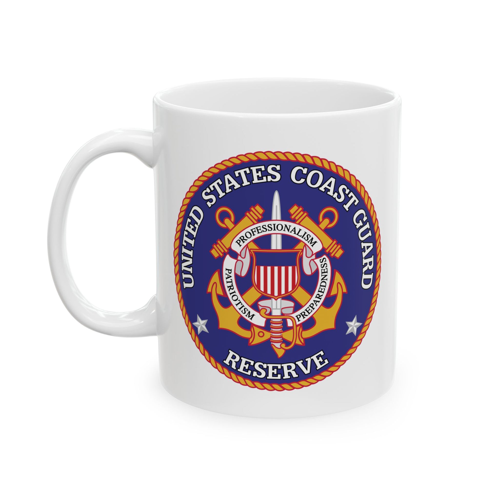 United States Coast Guard Reserve Seal Coffee Mug - Double Sided Print, White Ceramic, 11oz by TheGlassyLass.com