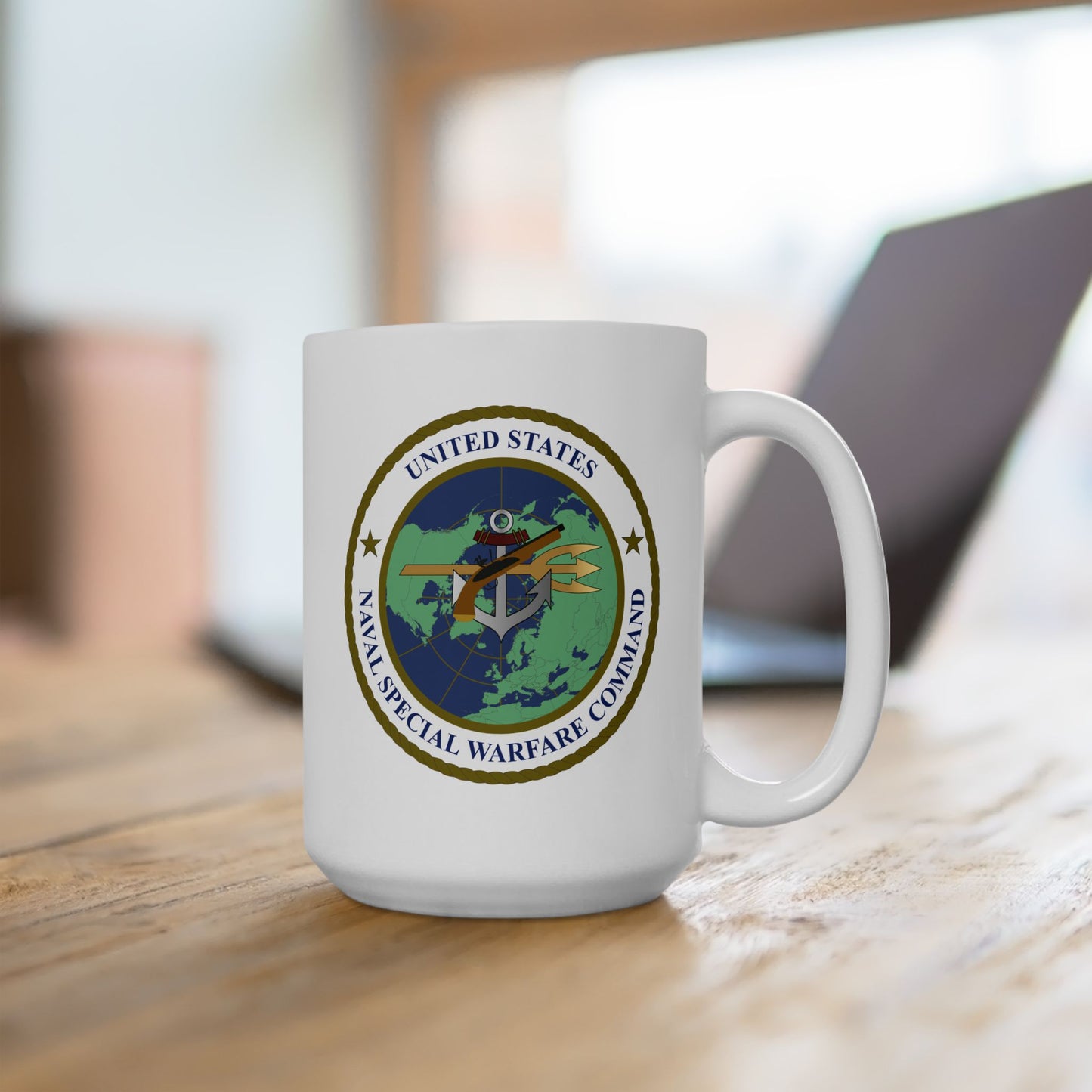 United States Naval Special Warfare Command Coffee Mug - Double Sided White Ceramic 15oz by TheGlassyLass.com