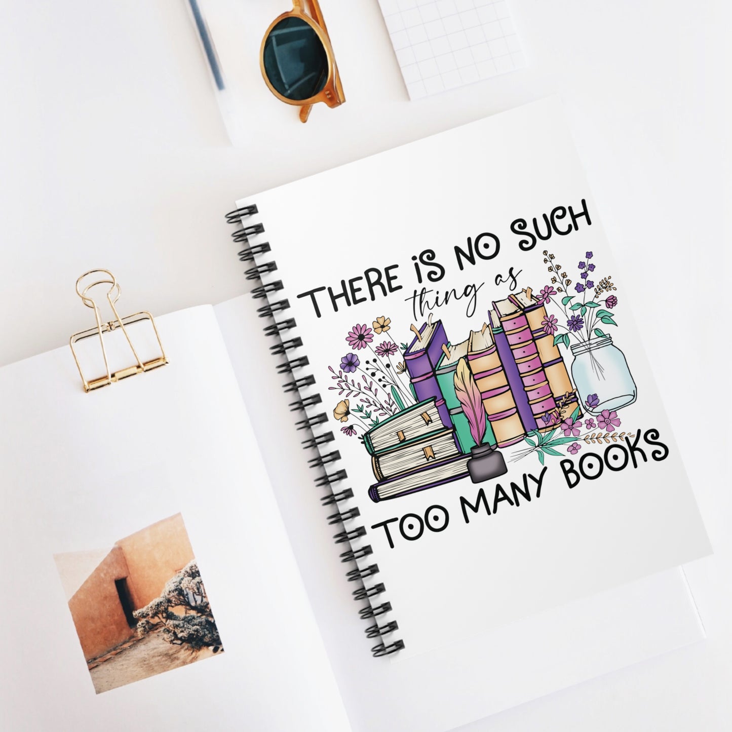 Too Many Books: Spiral Notebook - Log Books - Journals - Diaries - and More Custom Printed by TheGlassyLass