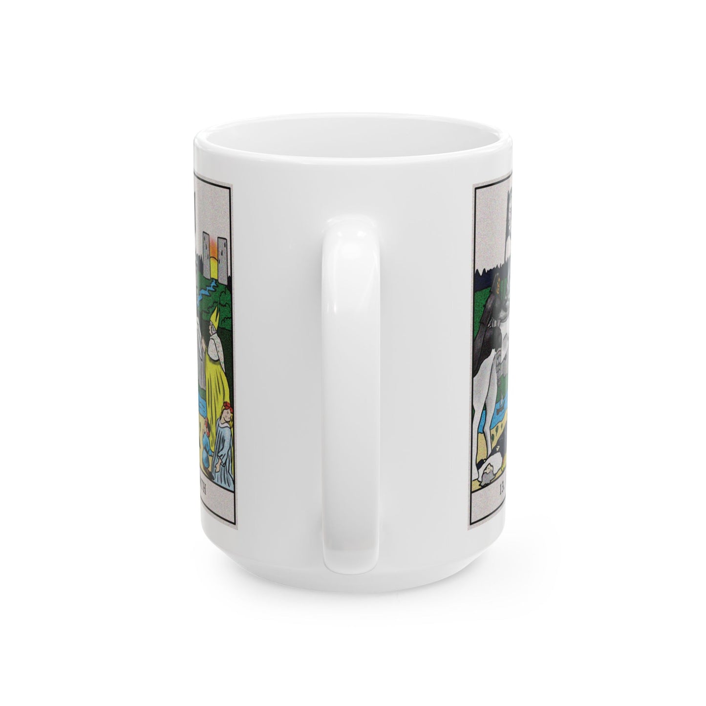 Death Tarot Card Coffee Mug - Double Sided White Ceramic 15oz by TheGlassyLass.com