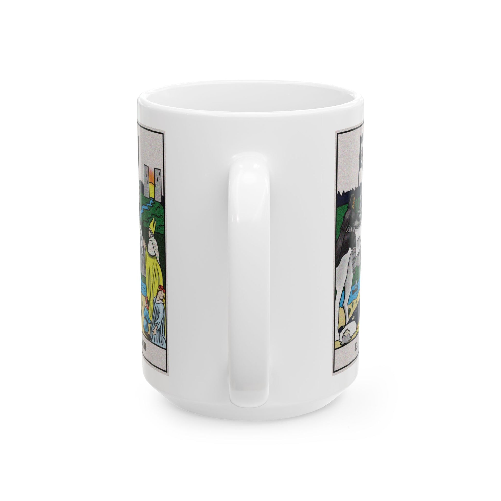 Death Tarot Card Coffee Mug - Double Sided White Ceramic 15oz by TheGlassyLass.com