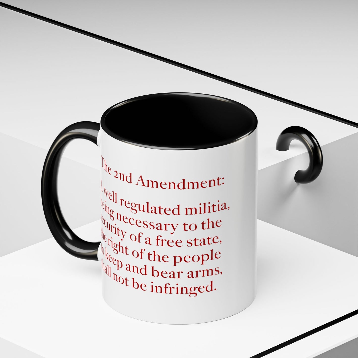 2nd Amendment Coffee Mug - Double Sided Black Accent White Ceramic 11oz by TheGlassyLass.com