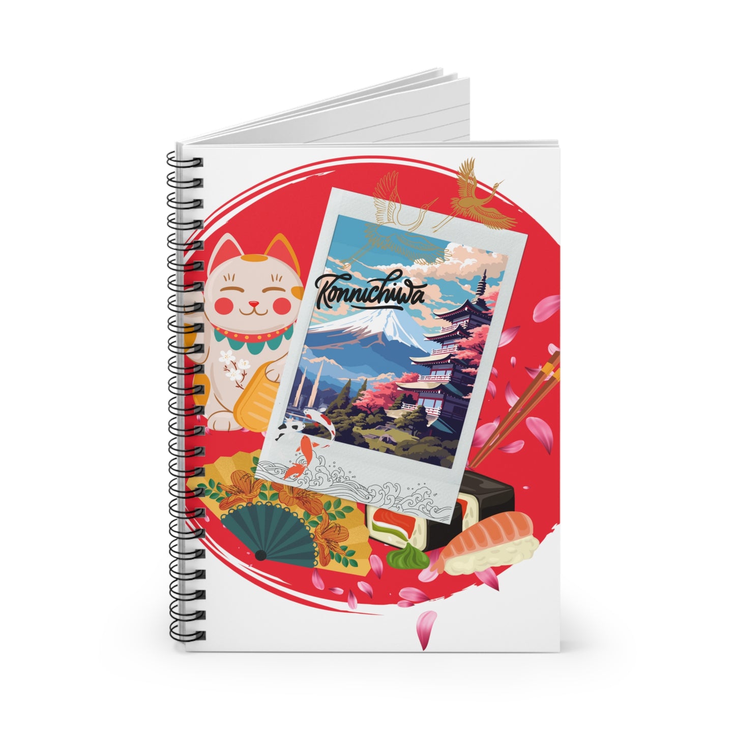 Konnichiwa Japan: Spiral Notebook - Log Books - Journals - Diaries - and More Custom Printed by TheGlassyLass.com