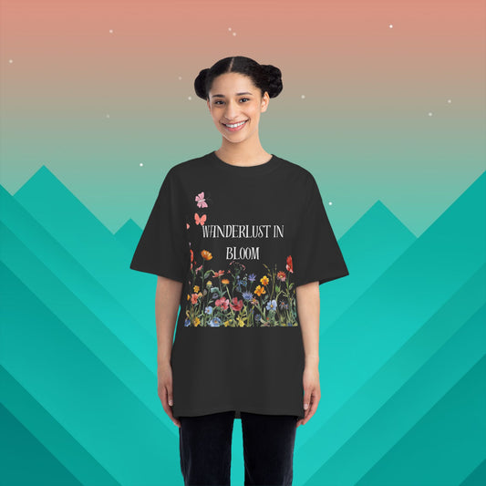 Wanderlust Flower Power T-Shirt: (Hanes Beefy-T 100% Preshrunk Cotton Custom Printed by TheGlassyLass.com