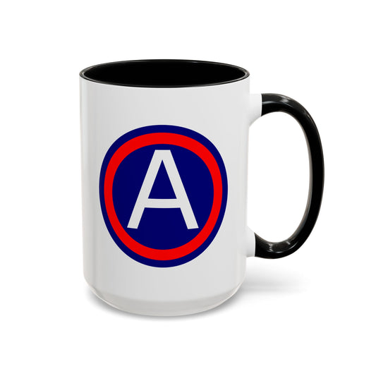 United States 3rd Army (Historical) Shoulder Patch Coffee Mug - Double Sided Print, Black Accent White Ceramic, 15oz by TheGlassyLass.com