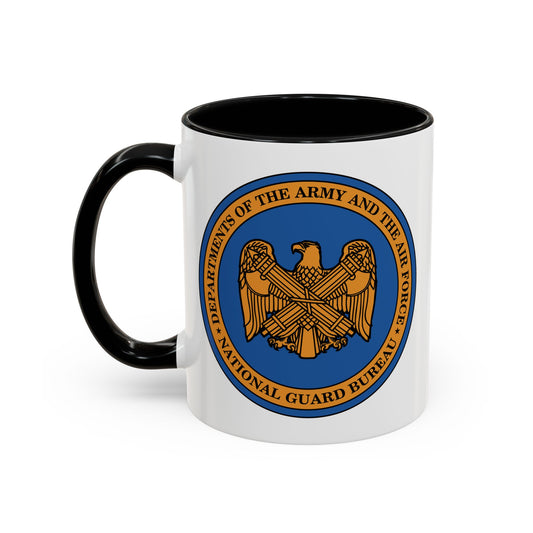 National Guard Bureau Seal Coffee Mug - Double Sided Print, Black Accent White Ceramic, 11oz by TheGlassyLass.com