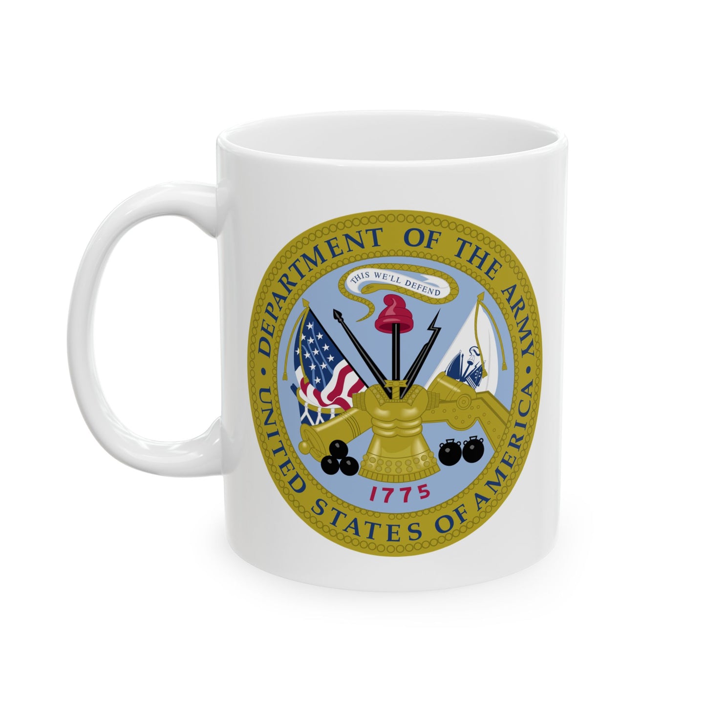 Department of the Army Seal Coffee Mug - Double Sided Print, White Ceramic, 11oz by TheGlassyLass.com
