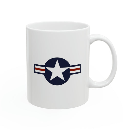 US Air Force Roundel Coffee Mug - Double Sided White Ceramic 11oz - By TheGlassyLass.com