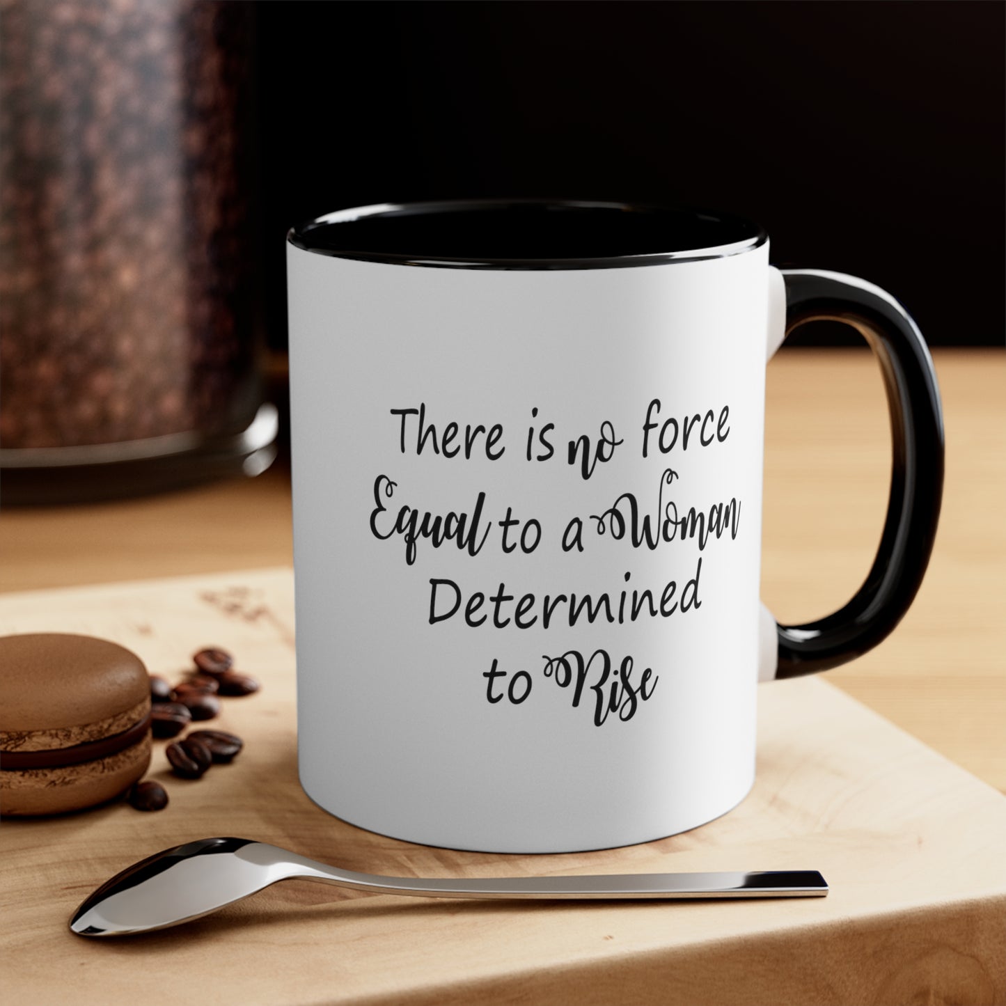 Determined Woman Coffee Mug - Double Sided Black Accent White Ceramic 11oz by TheGlassyLass.com