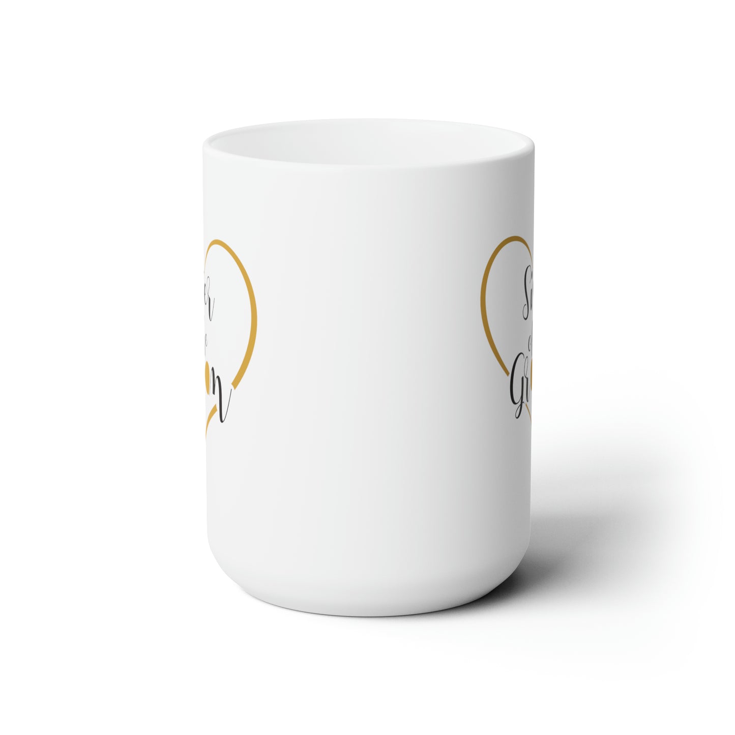 Sister of the Groom Coffee Mug - Double Sided White Ceramic 15oz - by TheGlassyLass.com