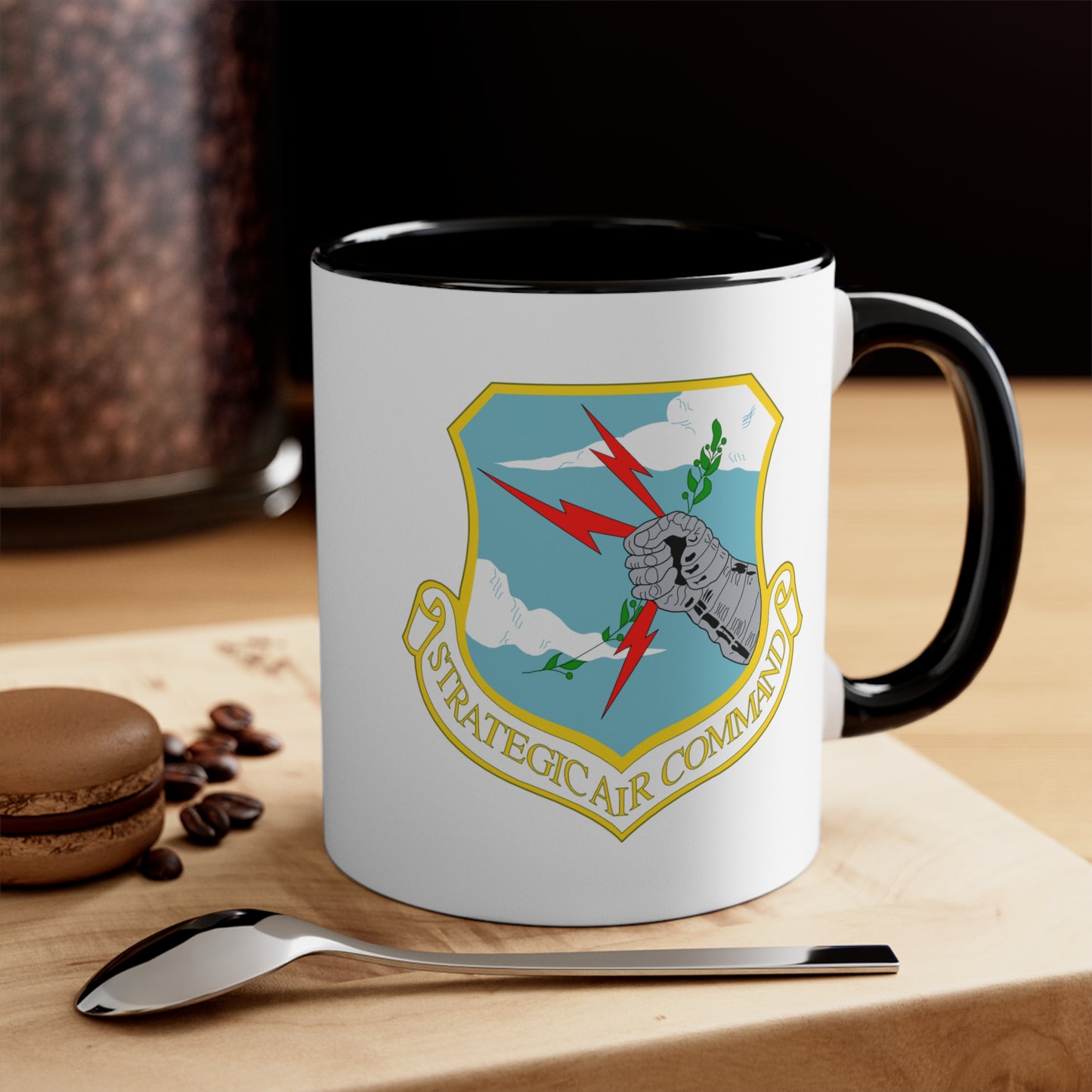 Strategic Air Command Coffee Mug - Double Sided Black Accent White ceramic 11oz by TheGlassyLass.com