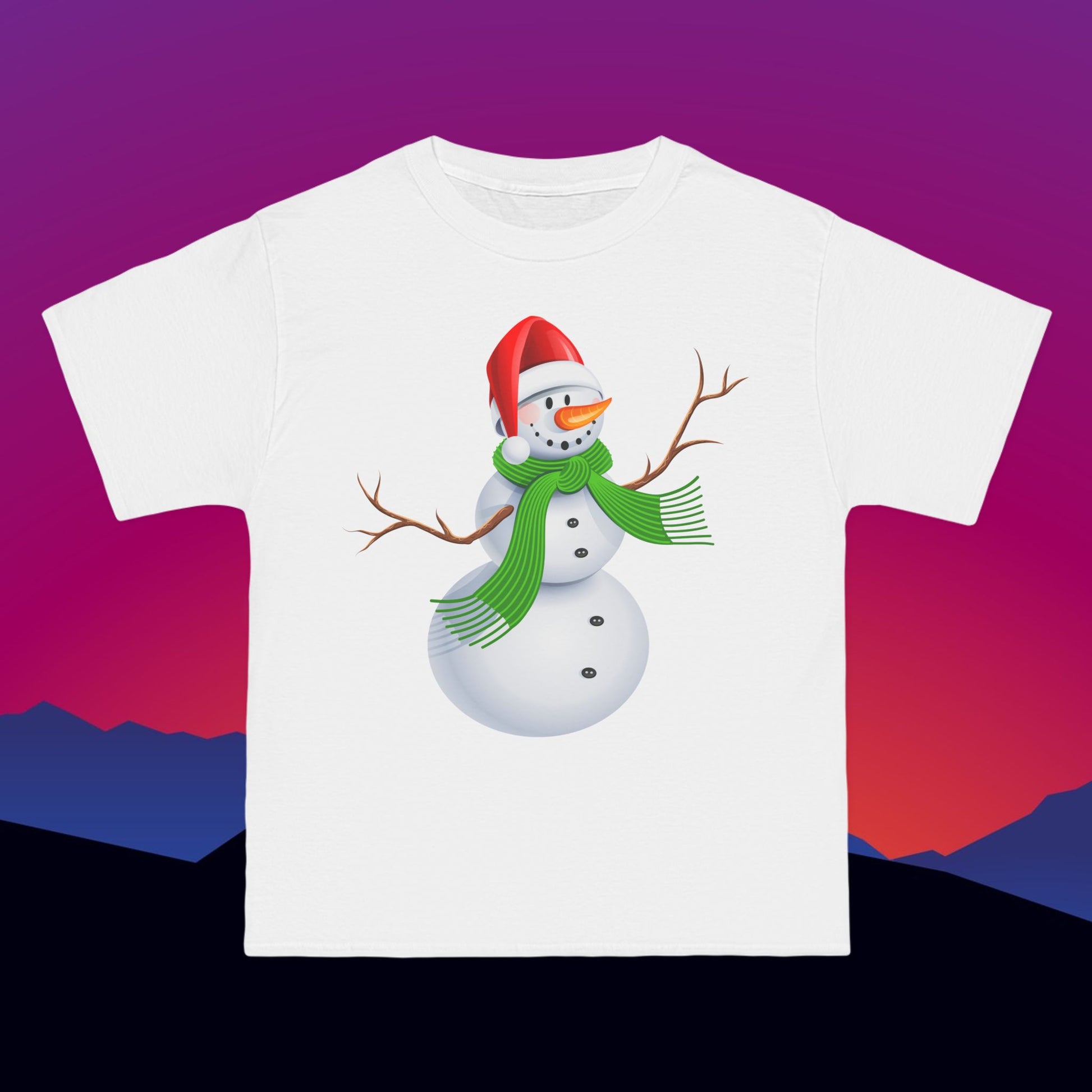 Frosty the Snowman Christmas T-Shirt: (Hanes Beefy-T 100% Preshrunk Cotton Custom Printed by TheGlassyLass.com