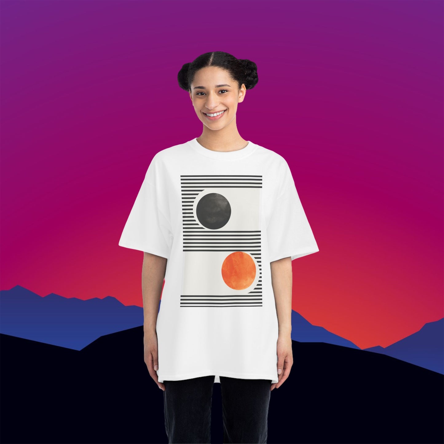 Planetary Yin Yang T-Shirt: (Hanes Beefy-T 100% Preshrunk Cotton Custom Printed by TheGlassyLass.com