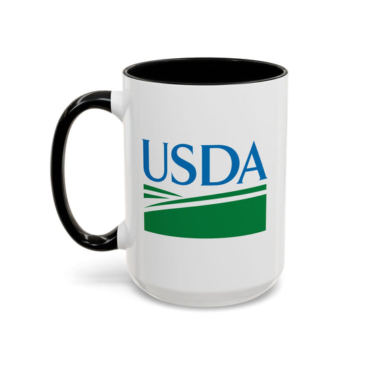 USDA Seal Coffee Mug - Double Sided Black Accent White Ceramic 15oz by TheGlassyLass.com