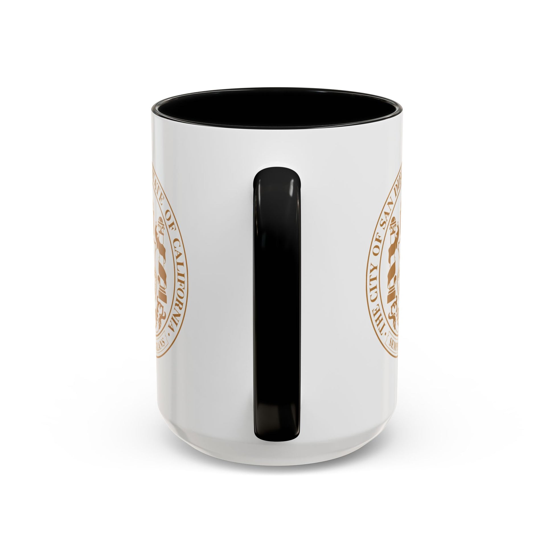 City of San Diego Seal Coffee Mug - Double Sided Print, Black Accent White Ceramic, 15oz by TheGlassyLass.com
