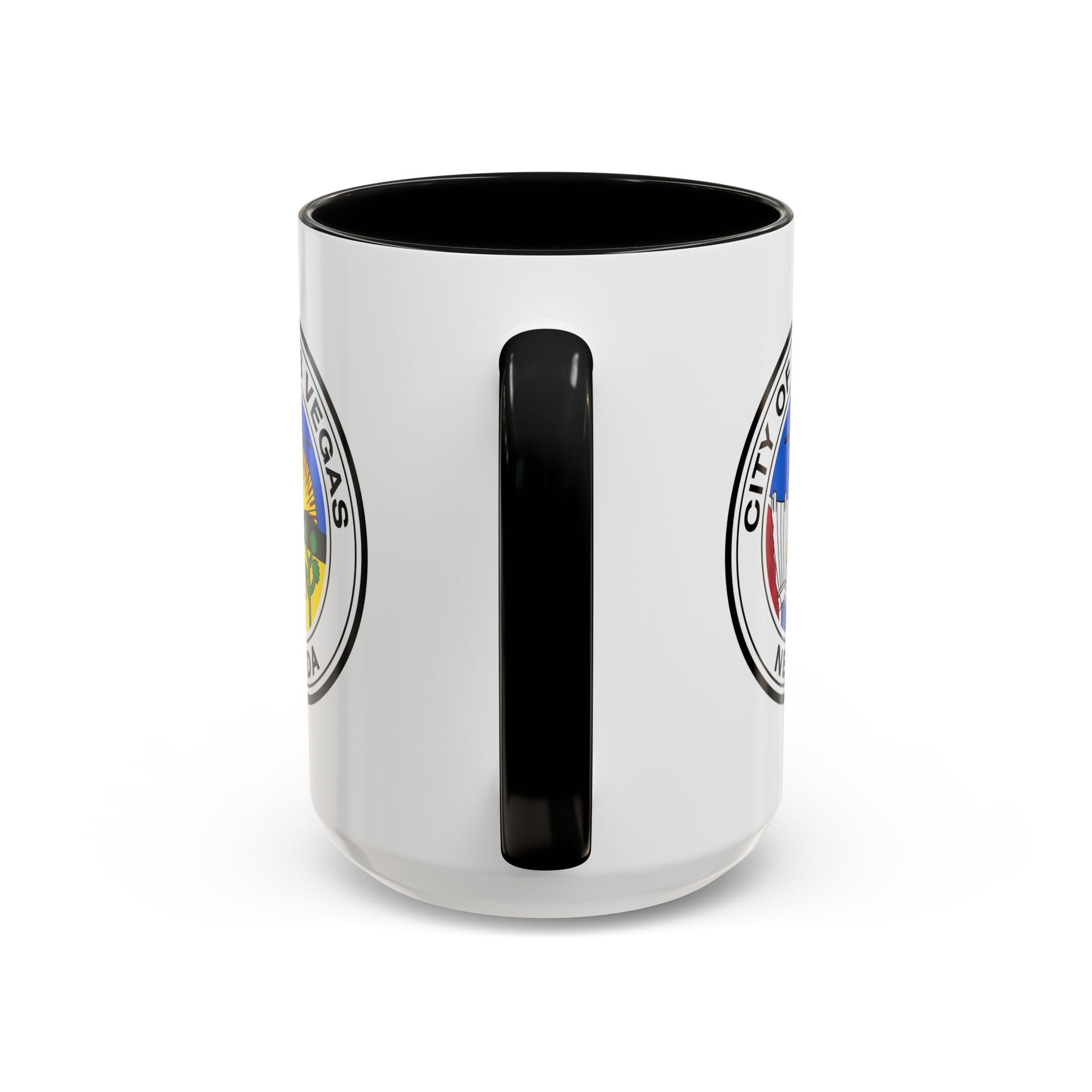 City of Las Vegas Seal Coffee Mug - Double Sided Print, Black Accent White Ceramic, 15oz by TheGlassyLass.com