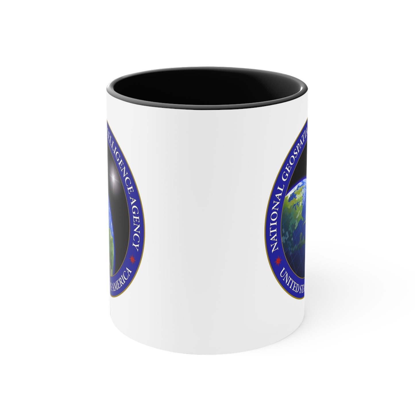 National Geospatial-Intelligence Agency Coffee Mug - Double Sided Black Accent White Ceramic 11oz by TheGlassyLass.com